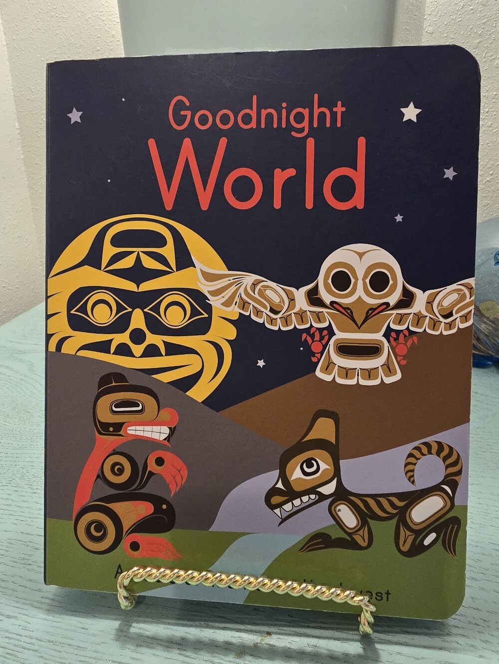 Goodnight World Board Book - Navy, Yellow, Brown Accents